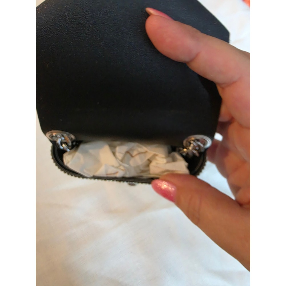 Rhinestone Crossbody Phone Bag Silver Crystal Chain Strap Evening Clutch Black - Picture 4 of 5